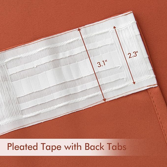MIULEE Fall Burnt Orange Back Tab Blackout Curtains 52"x108" Length 2 Panel | - Image 4