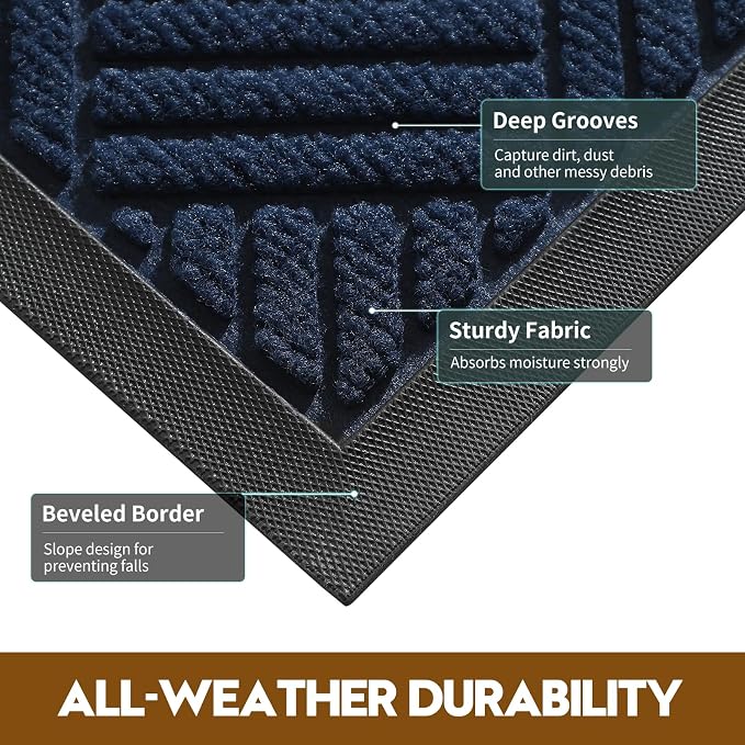 Front Door Mat, Heavy Duty Waterproof Doormat 61.5"x36", Stain Fade Resistant - Image 3