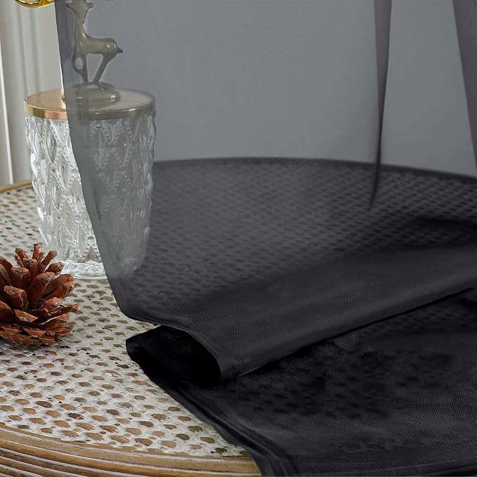 Black Sheer Curtains 108 Inches Long 2 Panels Set, 59 Inch Extra Wide - Image 4