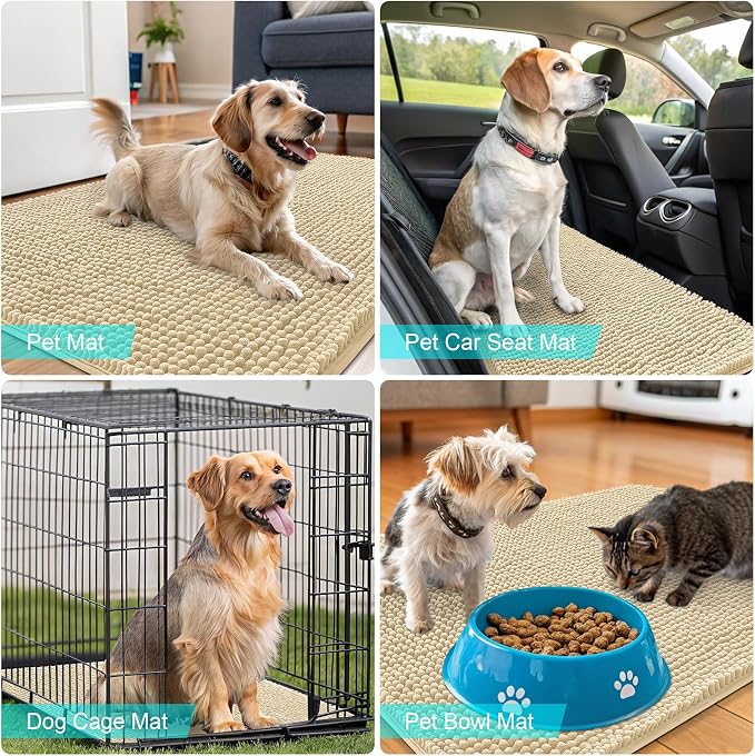 OLANLY Dog Door Mat for Muddy Paws 70x35, Super Absorbent Chenille Mud Mat | - Image 7