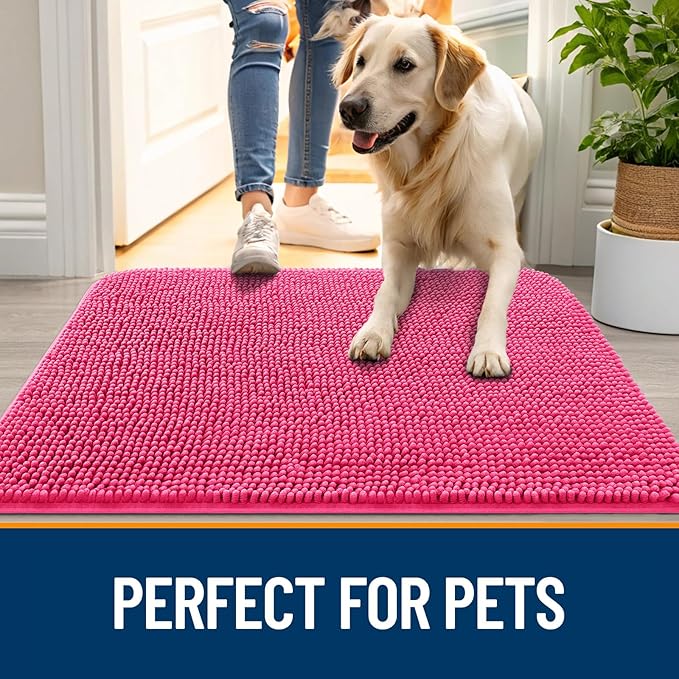 OLANLY Dog Door Mat for Muddy Paws 47x32, Super Absorbent Chenille Mud Mat | - Image 6