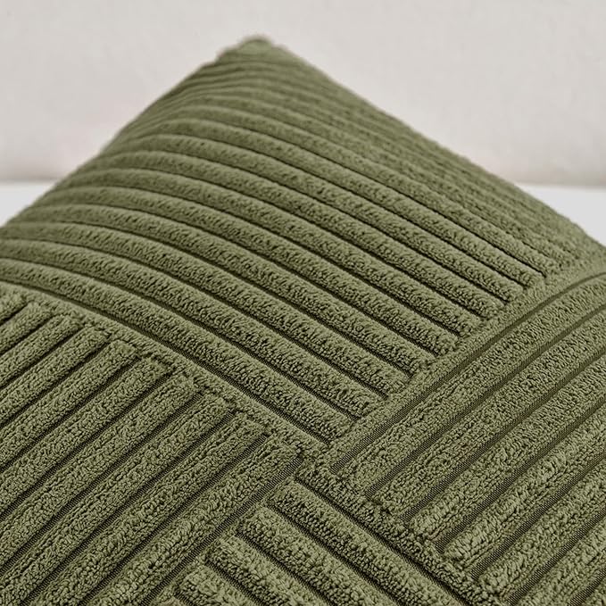 Fancy Homi 2 Packs Olive Green Euro Decorative Throw Pillow Covers 26x26 Inch - Image 4
