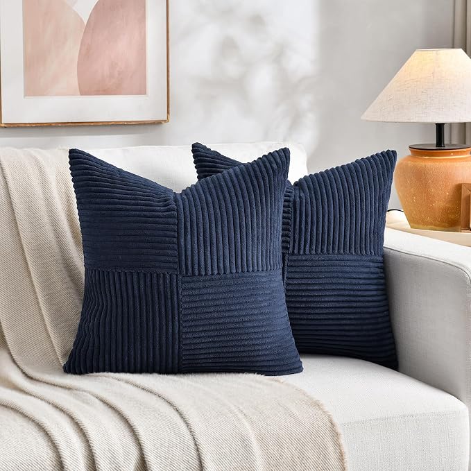Fancy Homi 2 Packs Navy Blue Big Decorative Throw Pillow Covers 24x24 Inch - Image 6