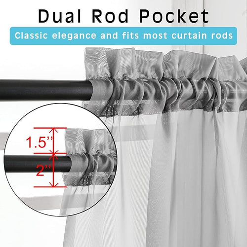 2 Panels Grey Sheer Valance - Image 2
