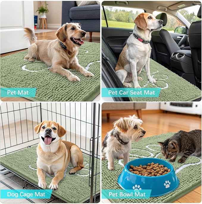 OLANLY Dog Door Mat for Muddy Paws 45x27, Paw Print Design Chenille Mud Mat | - Image 7