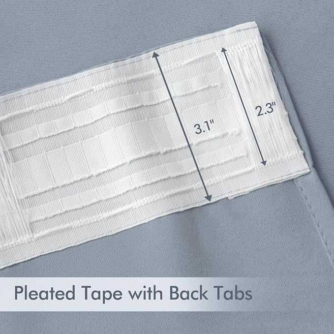 MIULEE Light Blue Back Tab Blackout Curtains 52x96 Inch Long 2 Panels Set | Rod - Image 4