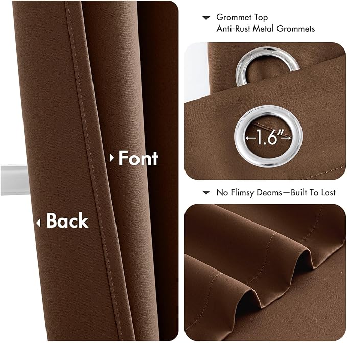 MIULEE Blackout Curtains for Bedroom 2 Panels 40 x 96 Inch Long Mocha Brown | - Image 4