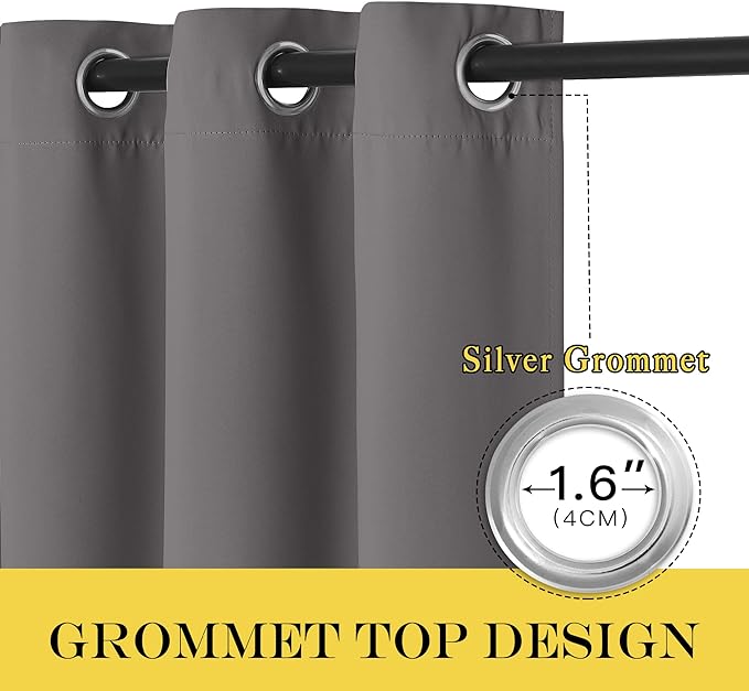 NICETOWN Blackout Grey Curtains Panel - Image 3