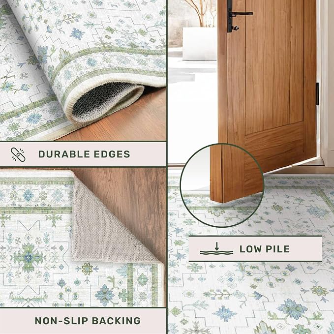 Washable Oushak 2x8 Bathroom Runner Rug - Image 5