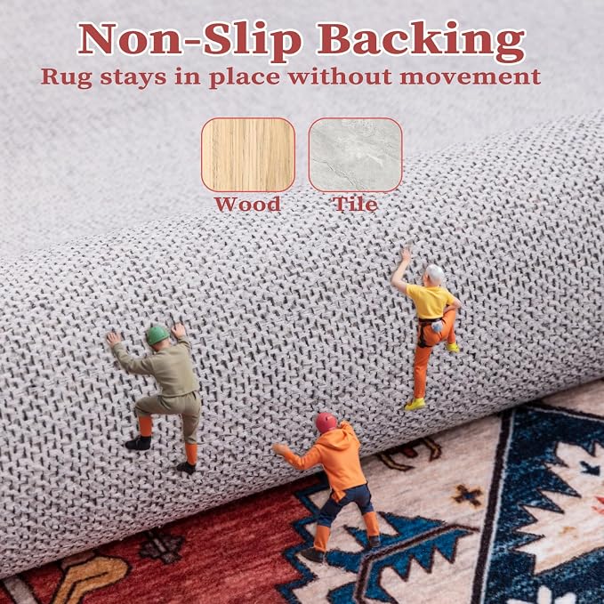 SERISSA 6ft Washable Non Slip Round Boho Area Rug - Image 5