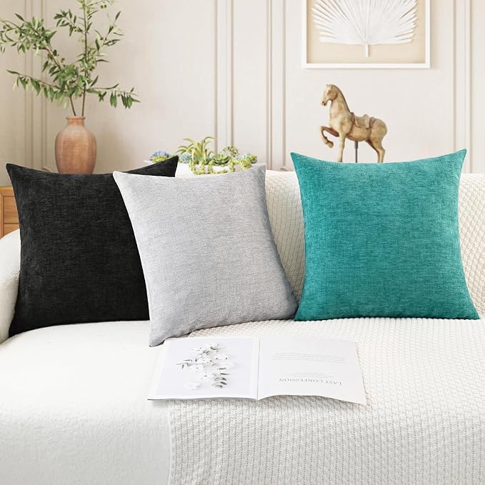 CaliTime Decorative Couch Throw Pillow Covers 18 X 18 Inches Black | Pack of 2 - Image 5