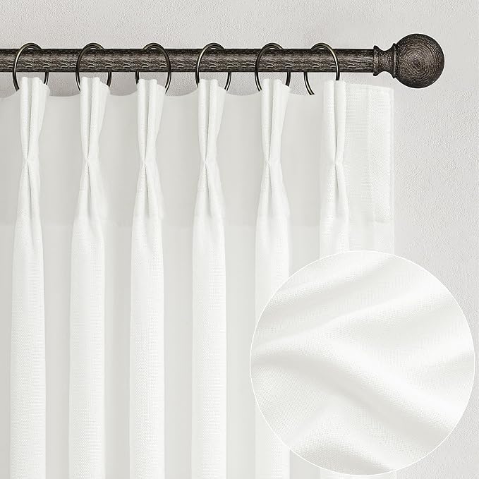 PleatedDrapes Light Filtering Pure White Curtains 84 Inches Long by PleatedDrapes