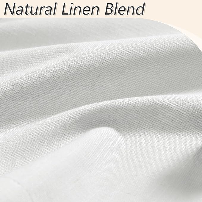 White 100% Blackout Linen Curtains 92 Inch Length 2 Panels Set - Image 4