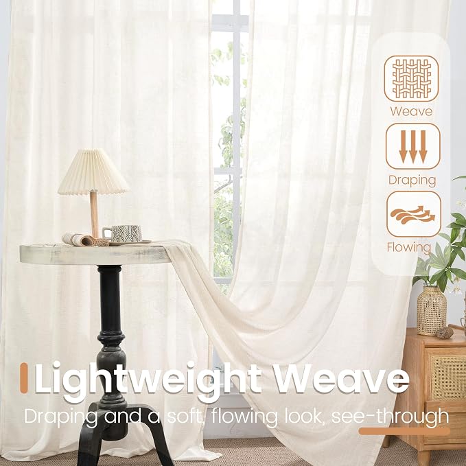 BGment Linen Semi Sheer Curtains 72 Inch Length - Image 5