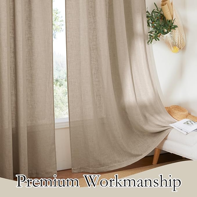 RYB HOME Short Linen Sheer Curtains - Image 4