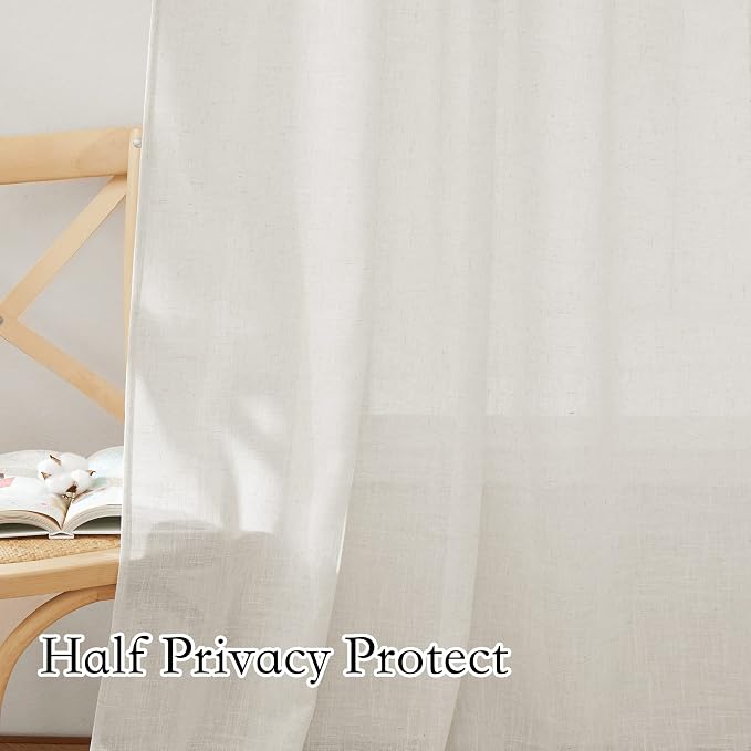 RYB HOME Linen Semi Sheer Curtains - Image 4