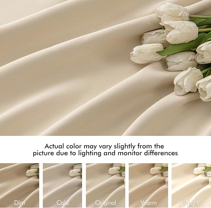 MIULEE Cream Beige Back Tab Blackout Curtains 72x84 Inch Length 2 Panel Set | - Image 8