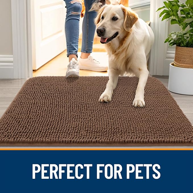 OLANLY Dog Door Mat for Muddy Paws 45x27, Super Absorbent Chenille Mud Mat | - Image 6