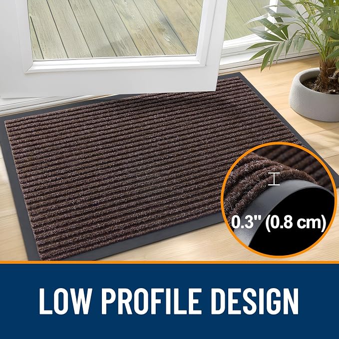 OLANLY Front Door Mat 71x34, Waterproof Heavy-Duty Indoor Outdoor Doormat | Tan - Image 4