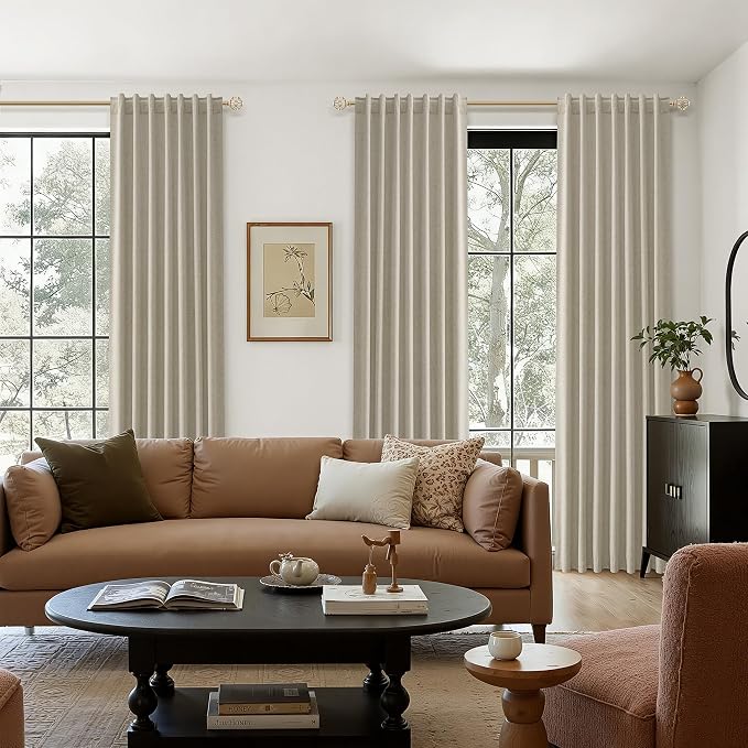 100% Blackout Linen Curtains for Bedroom 90 inches Long, Thermal Insulated Room - Image 9