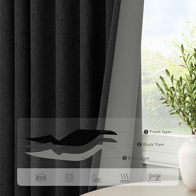 Pitalk 54 Inch Blackout Curtains Length 2 Panels Set Back Tab Pocket Room - Image 6