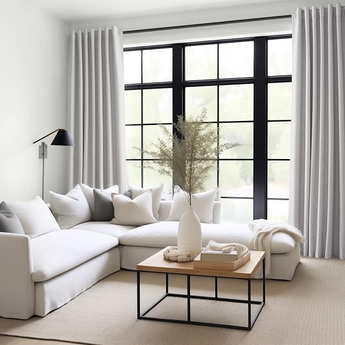 Topfinel 100 Inch Long Black Out Custom Drapery Panels, Light Grey Blackout - Image 2