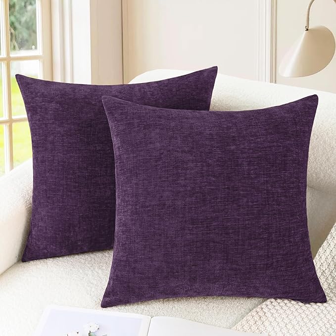 CaliTime Decorative Couch Throw Pillow Covers 18 X 18 Inches Plum Purple | Pack by CaliTime