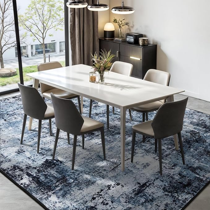 Rugflix 6x9 Area Rugs for Living Room, Washable Navy Blue Dark Large Rug | - Image 3