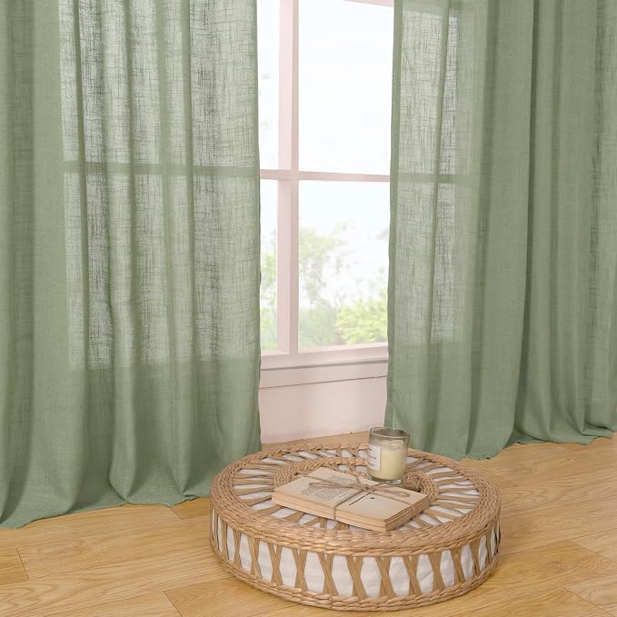 Linen Semi Sheer Curtains 48 Inch - Image 9