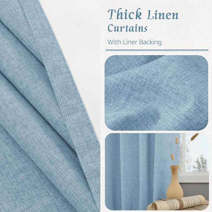 72 Inch 100% Blackout Linen Curtains - Image 8