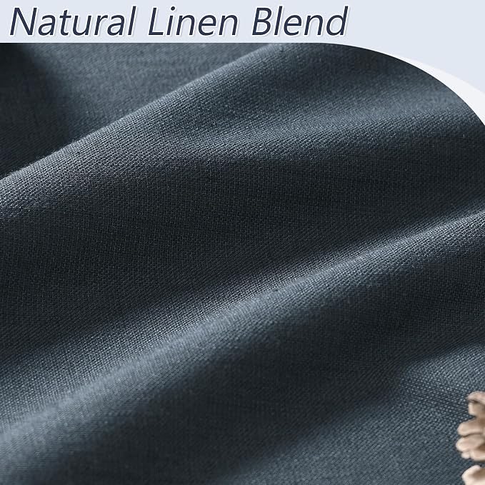 100% Blackout Linen Curtains 96 Inch Length 2 Panels Set - Image 3