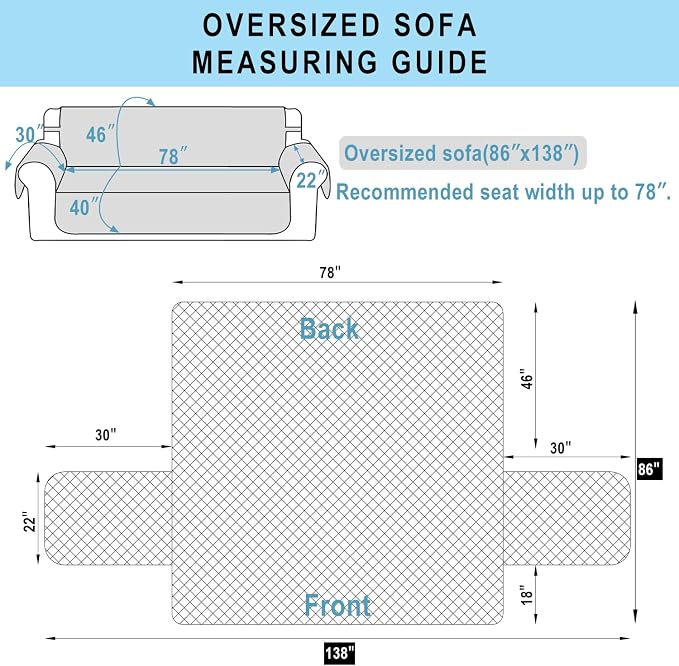 Reversible Oversized Sofa Covers, XL Sofa, Dark Blue/Dark Blue - Image 7