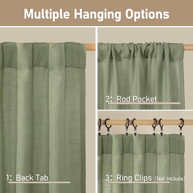 Small Window Semi Sheer Linen Curtains - Image 3