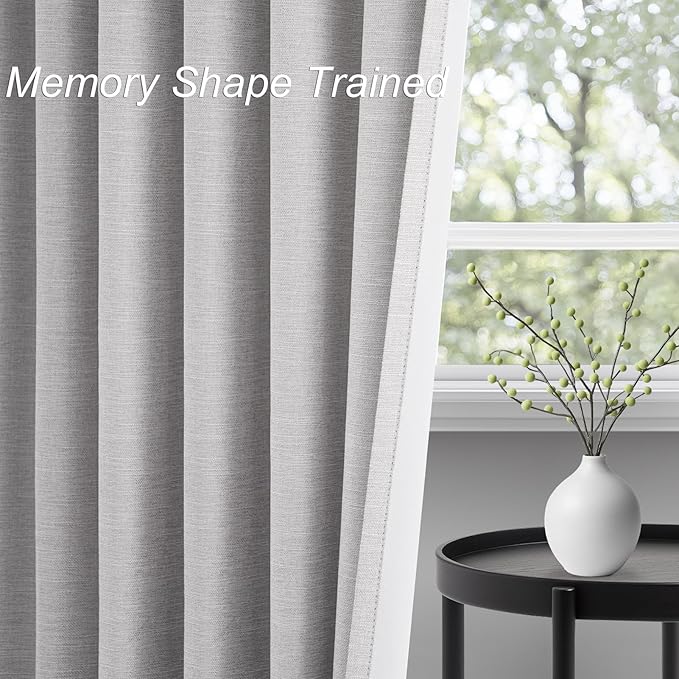 Topfinel Grey Beige Linen Blackout Curtains 84 Inch Long - Image 4