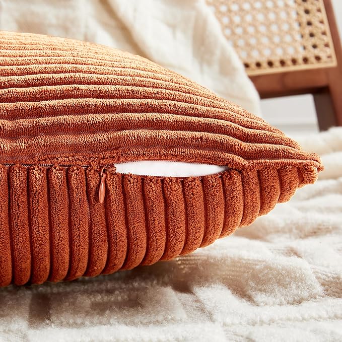 Fancy Homi Set of 2 Burnt Orange Lumbar Decorative Throw Pillow Covers 12x20 - Image 4