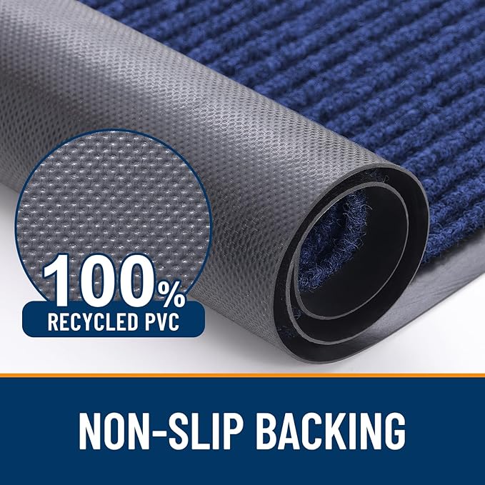 OLANLY Front Door Mat 35x30, Waterproof Heavy-Duty Indoor Outdoor Doormat | Blue - Image 3