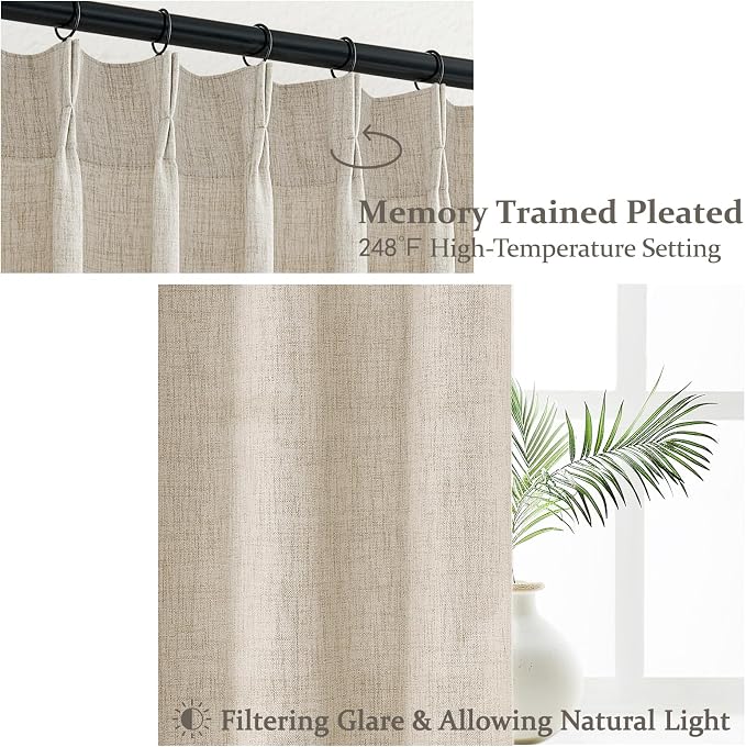 Thick Linen Extra Wide 70 x 90 Inch Curtains - Image 3
