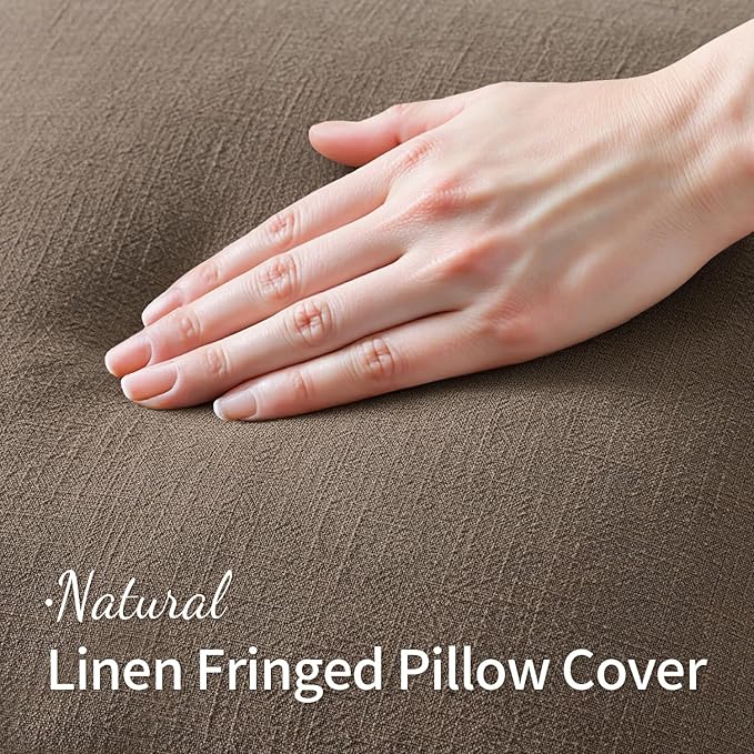 MIULEE Linen Decorative Fall Euro Throw Pillow Covers Cocoa Brown 26x26 | Set - Image 2