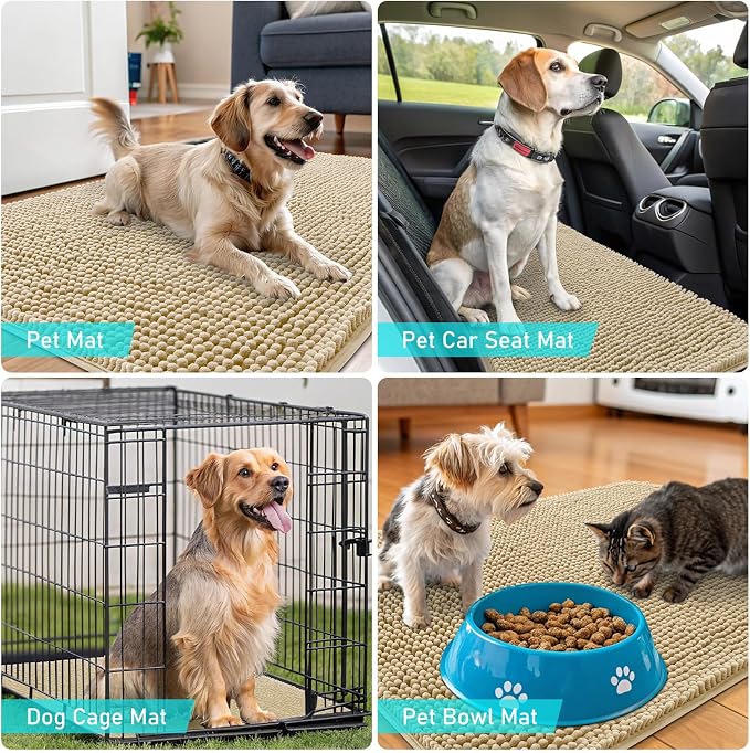 OLANLY Dog Door Mat for Muddy Paws 30x20, Super Absorbent Chenille Mud Mat | - Image 7