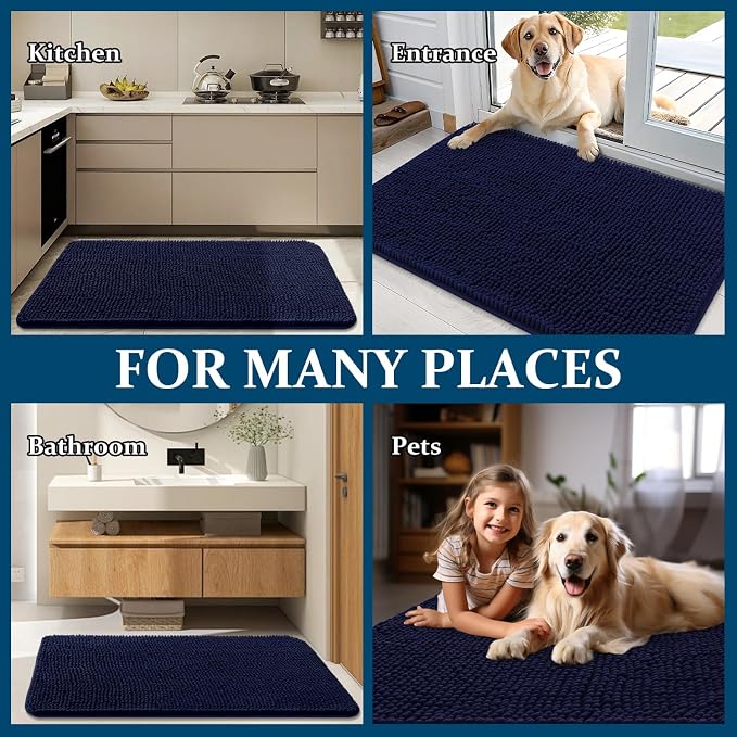 OLANLY Dog Door Mat for Muddy Paws 40x24, Super Absorbent Chenille Mud Mat | - Image 8