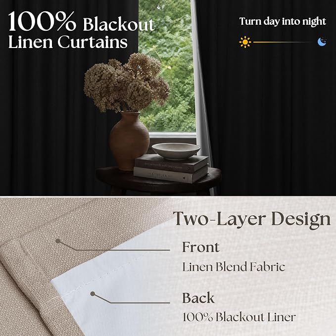 70 Inch Wide Blackout Pinch Pleat Curtains 102 Inches Long Burlywood Birch | - Image 3
