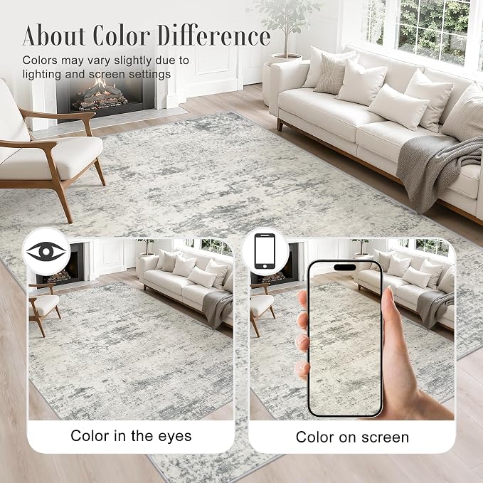 3x8 Washable Runner Rug：Modern Abstract Kitchen Soft Carpet Gray | - Image 4