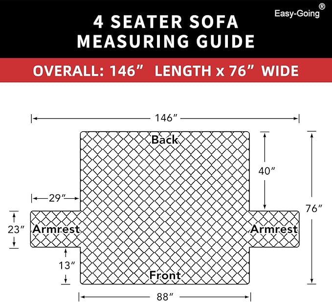 Easy-Going Reversible Couch Cover, 4 Seater Sofa, Light Gray/Light Gray | - Image 6