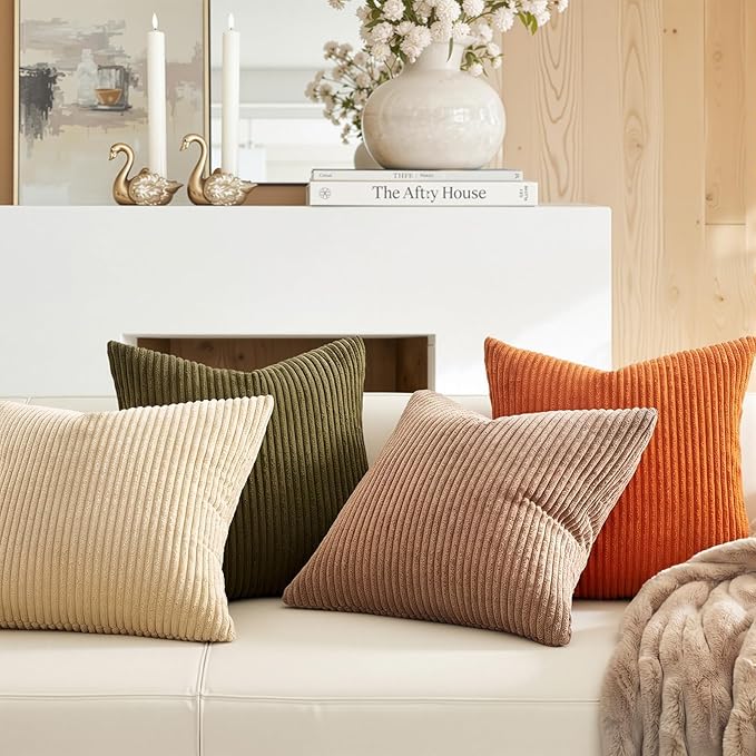 Topfinel Rust and Olive Green Velvet Throw Pillow Covers 24x24 Sofa Pillow - Image 3