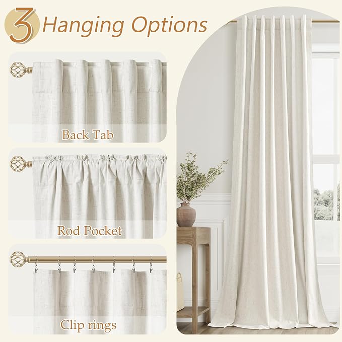 Extra Long 100% Blackout Linen Curtains - Image 5