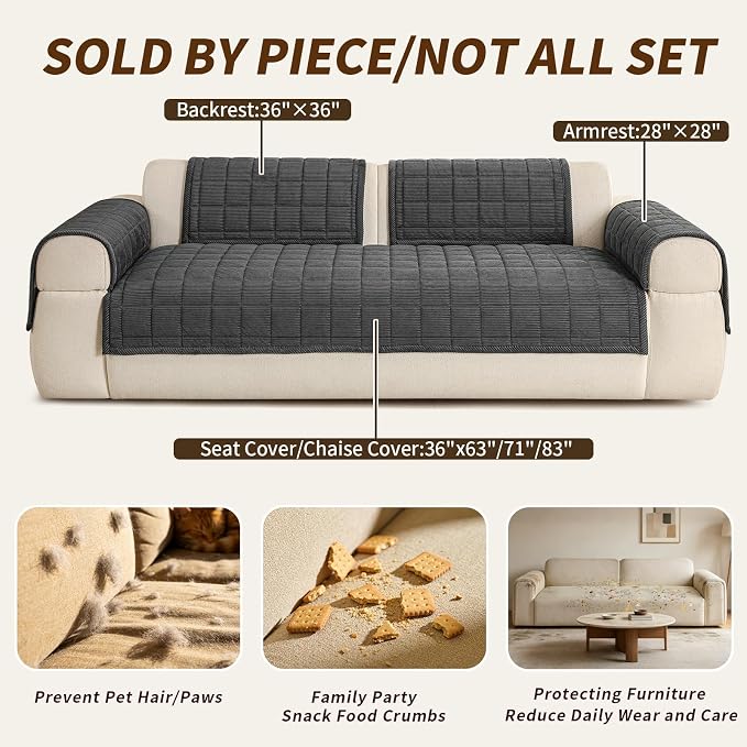 Velvet Couch Covers for Sectional Sofa Washable, Non-Slip L Shaped Sectional - Image 6