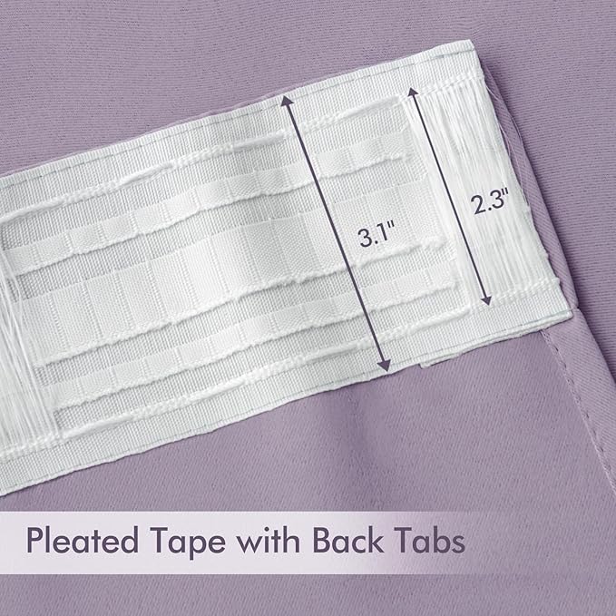 MIULEE Lilac Back Tab Blackout Curtains 52x96 Inch Long 2 Panels Set | Rod - Image 4