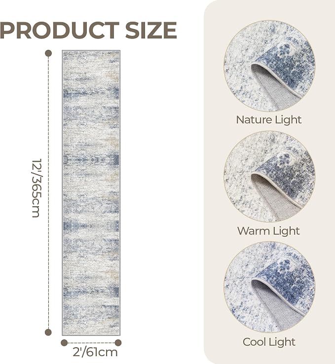2x12 Runner Rug Non Slip, Washable Hallway Runner Rug, Laundry Room, Soft - Image 2
