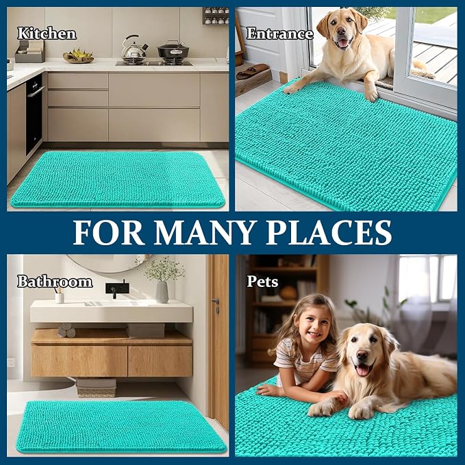 OLANLY Dog Door Mat for Muddy Paws 59x32, Super Absorbent Chenille Mud Mat | - Image 8