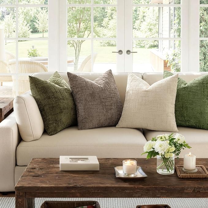 MIULEE Chenille Textured Lumbar Throw Pillow Covers Taupe Grey 12x20 | Set of 2 - Image 7
